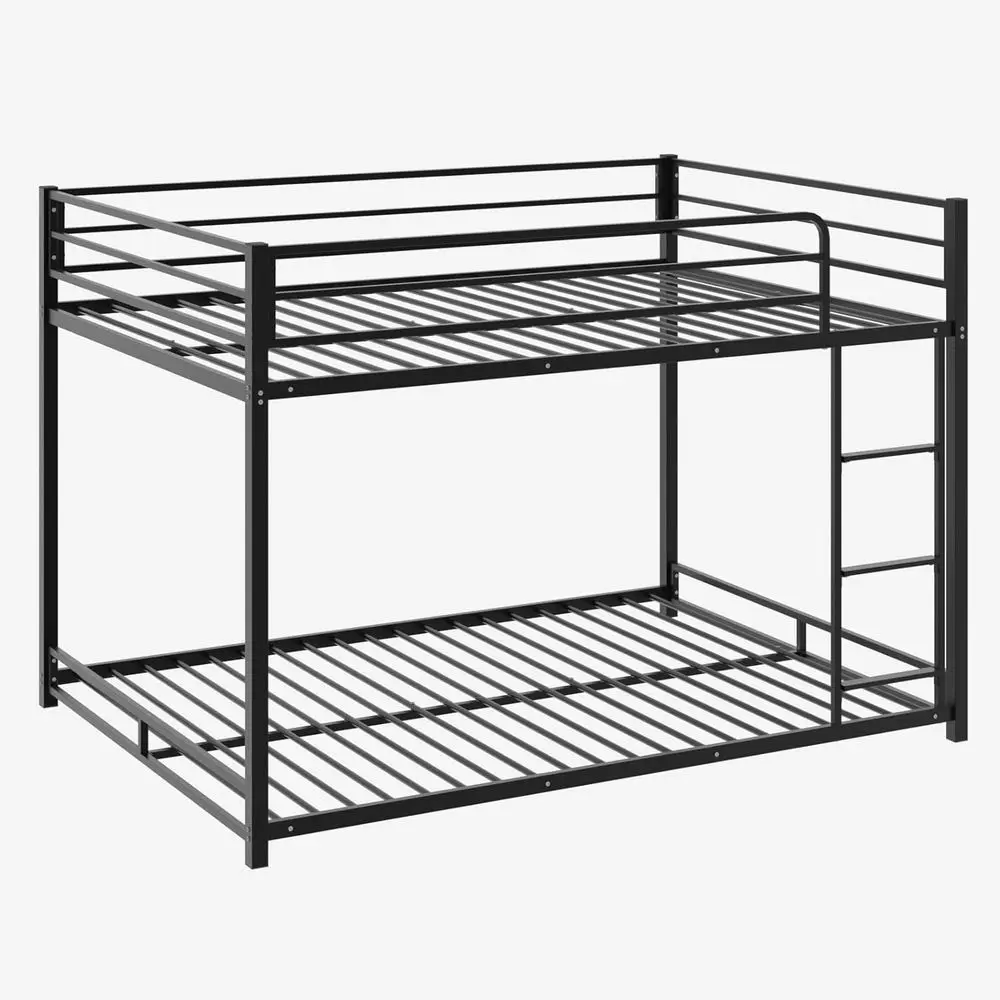 

Space-Saving Twin Metal Bunk Bed with Ladder and Safety Rail, Ideal for Kids and Juniors (Mattress Not Included) - Black