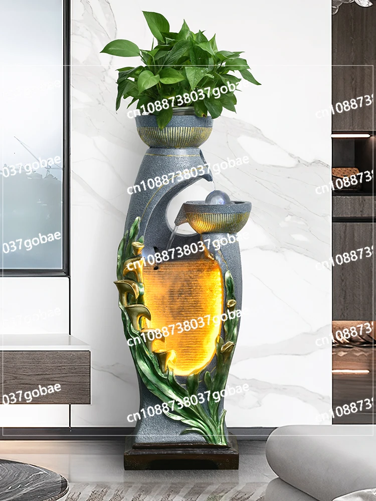 L'm'm Floor-Standing Lucky Waterscape Rockery Water Curtain Wall Screen Living Room Humidifier Decoration