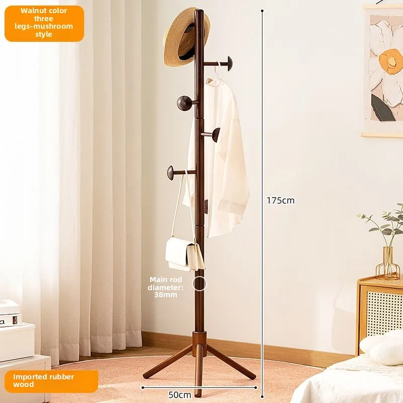 Solid Wood Coat Rack, Floor Hanging Clothes Rack Simple Modern Bag Rack Bedroom Household Single Pole Vertical Drying Rack