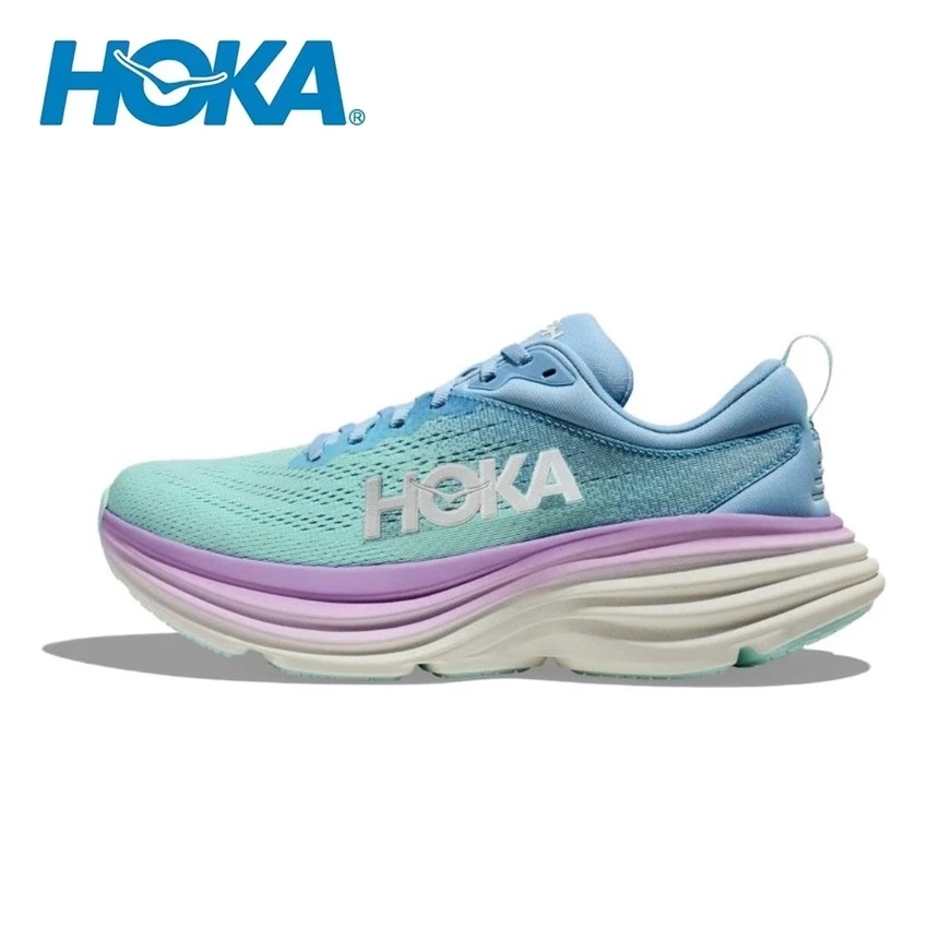 Hoka One One Bondi 8 Airy Blue Sunlit Ocean Road Trainers Casual Sport Shoes Lifestyle Outdoor Sneakers Women Men Running Shoes