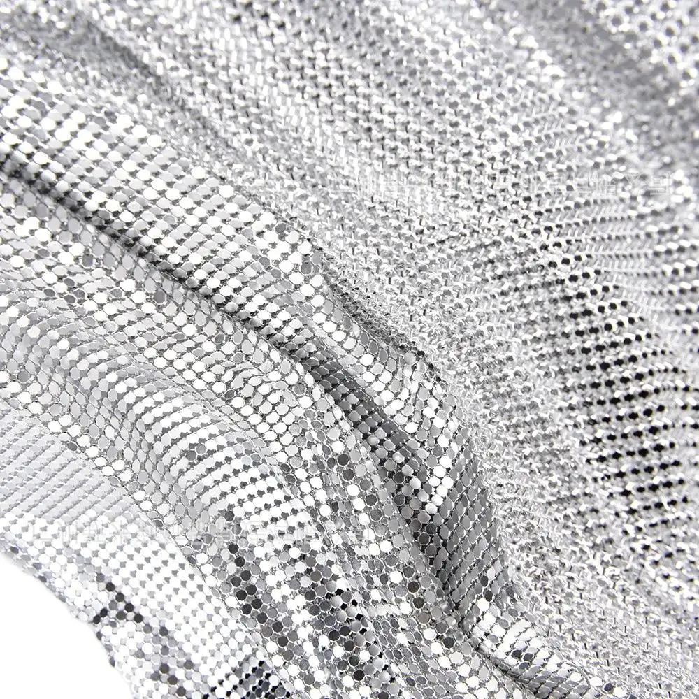 Silver Metal Sequin Fabric Aluminum Sequin Fabric Sewing Doll Cloth Belt Metal Fabric