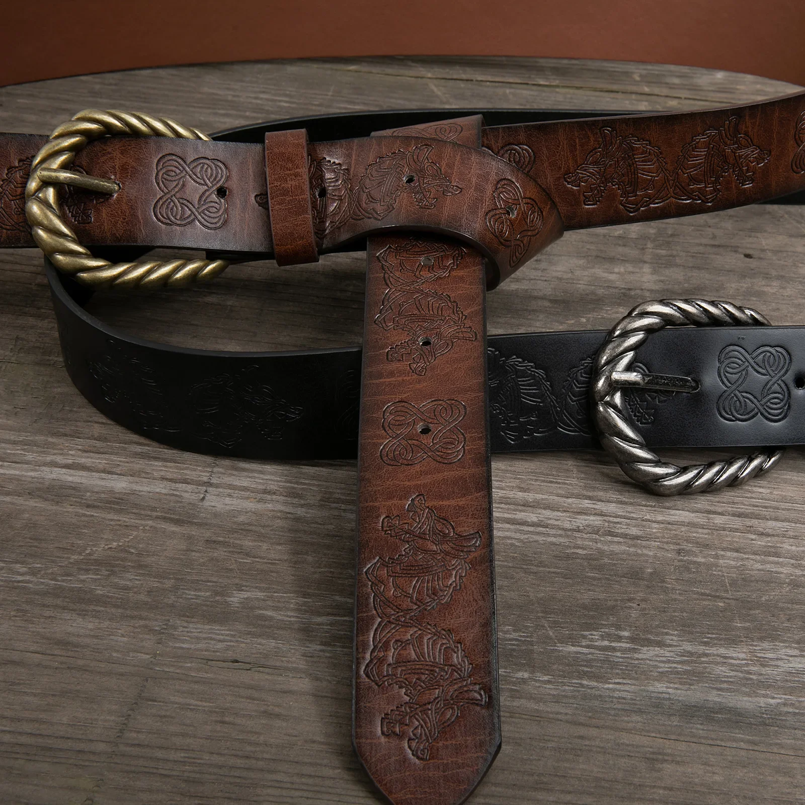 Middeleeuwse zwaardring riem retro kostuum accessoire pantseruitrusting Viking ridder piraat cosplay lederen zwarte lange riem voor mannen