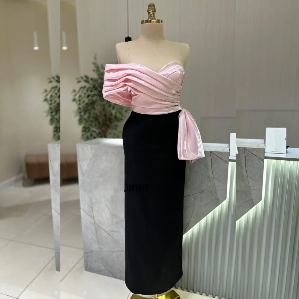 

Customized Formal Jersey Pleat A-line One-shoulder Midi Dresses Prom Dresses Classic Exquisite Modern Style Pastrol Unisex Chine