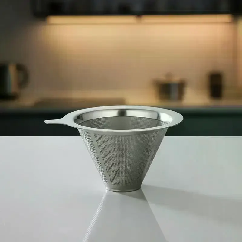 Reusable Stainless Steel Pour Over Coffee Filter Paperless Food Grade Dripper for Home Office Coffee Enthusiasts