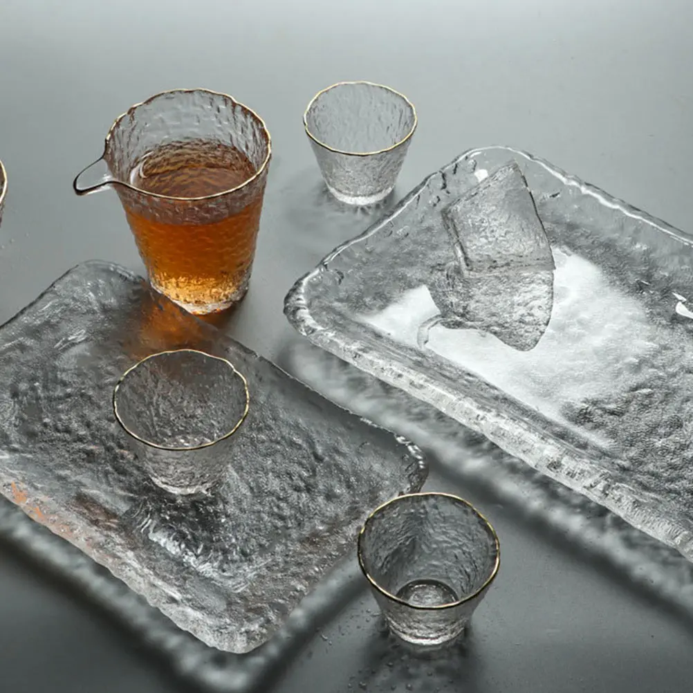 

Creative Tea Tray Glass Teacup Holder Exquisite Craftsmanship Long Lasting Storage Plate Practical Tea Tray