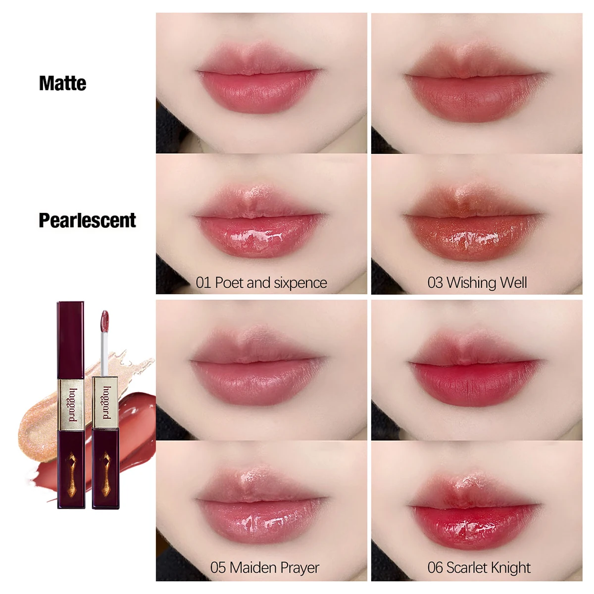 Haggard Scepter Double Headed Lip Gloss,Silky Lip Gloss Texture,Lightweight & Non-Sticky,High Color Payoff,Mirror-Like Shine