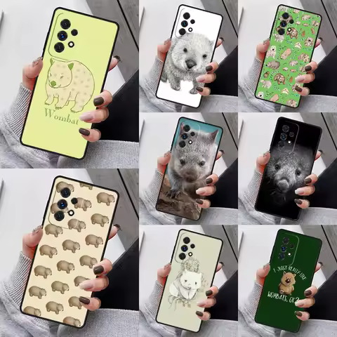 Cute Baby Wombat Phone Case For Samsung Galaxy S23 S21 S20 FE S24 S22 Ultra Note20 S10 S9 S8 Plus A40 A52 A12 A13 A53