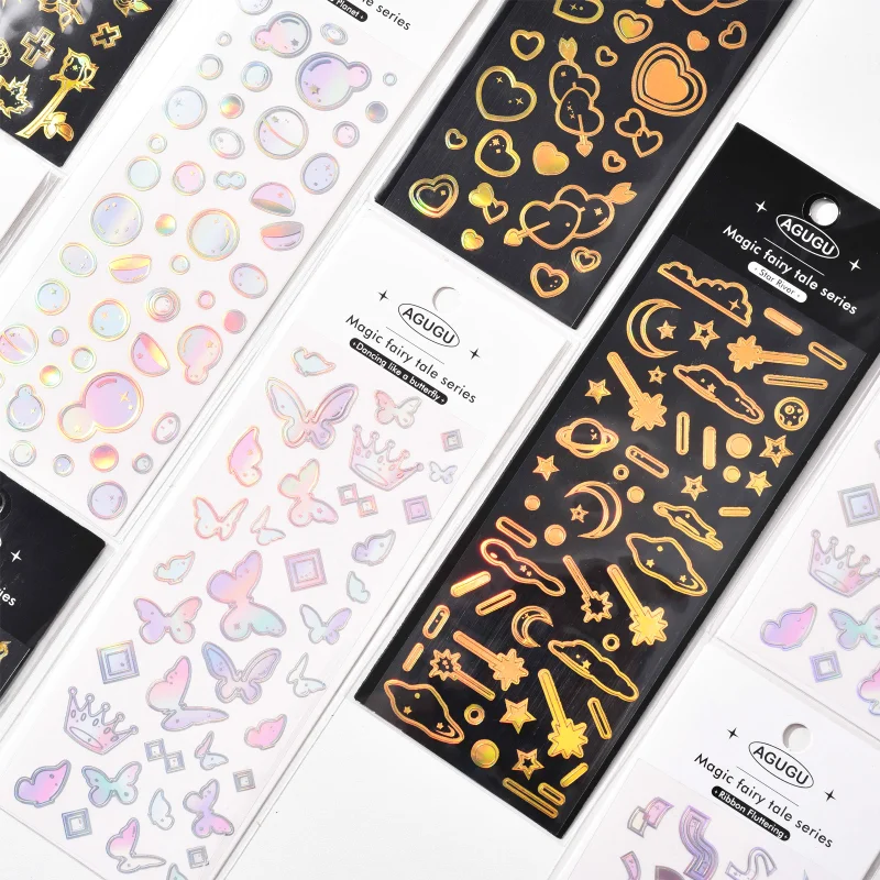 Laser Magic Fairy Tale Series Girl Hand Book Stickers Colorful Decorative Stickers PVC Waterproof Stationery Sticker