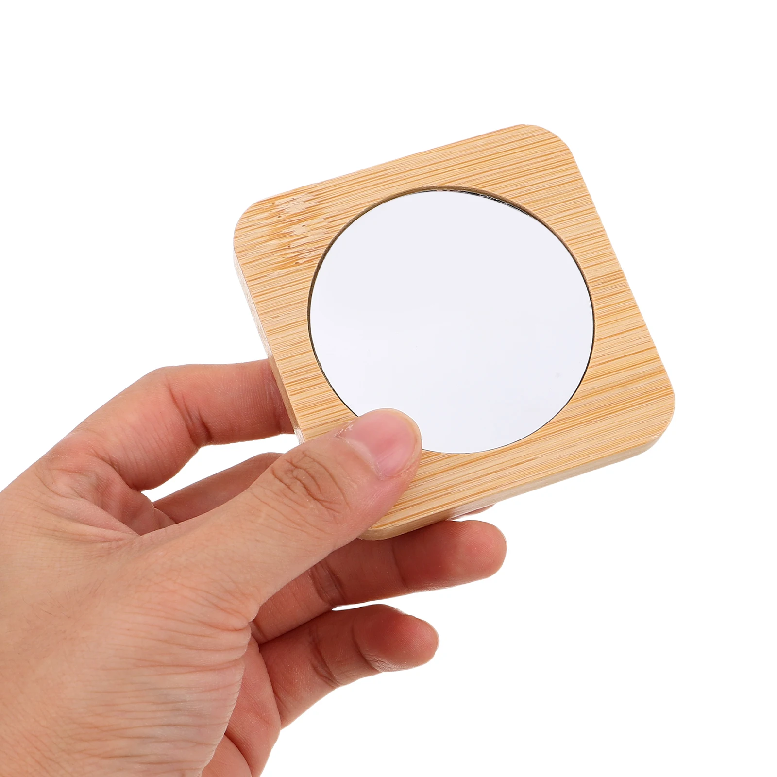 

12Pcs Small Portable Makeup Mirror Wooden Handle Compact Pocket Design for Travel Business Women Men Daily Touch-Up Lightweight