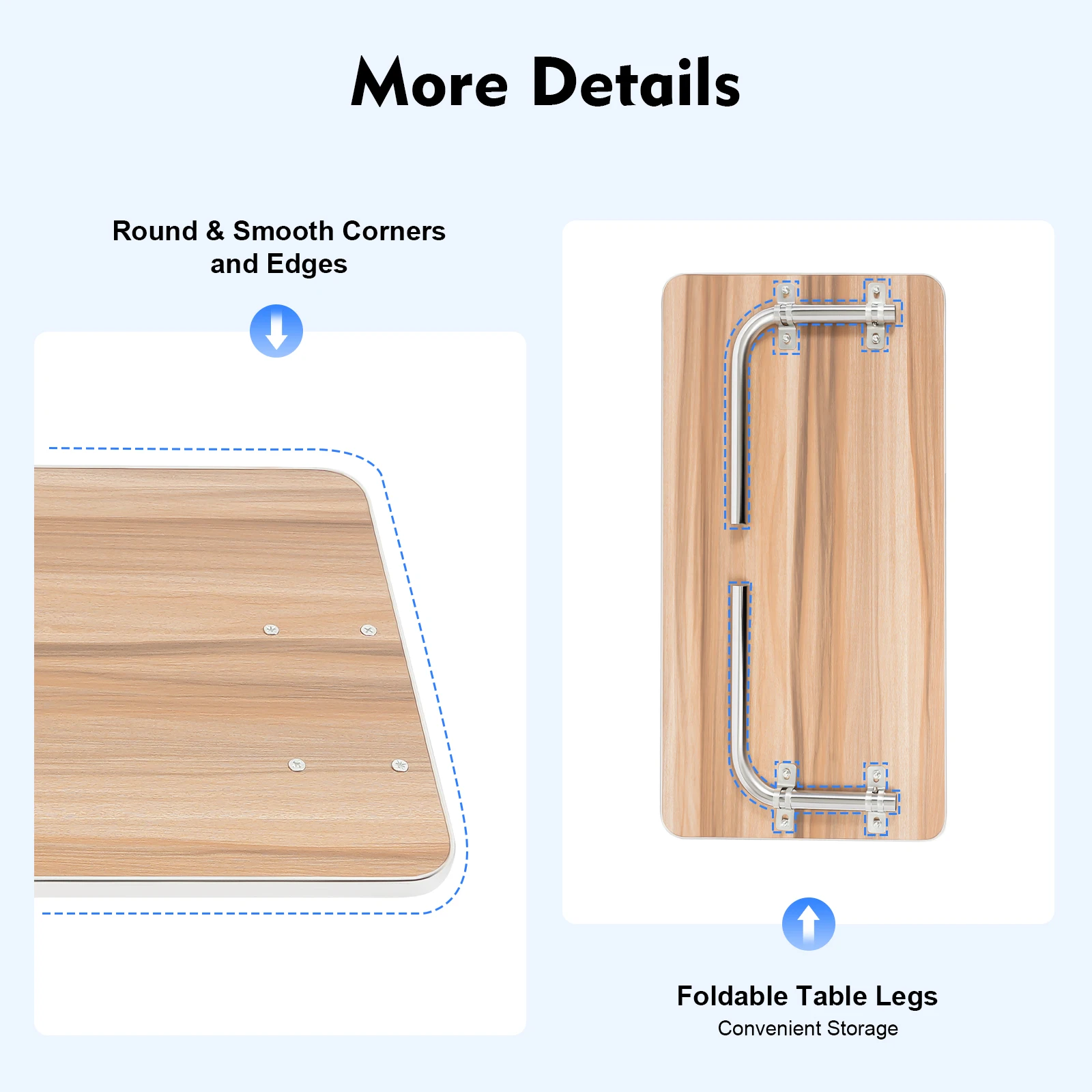 صينية كرسي متحرك خشبية متينة بسمك 15 مم، تصميم مقاوم للماء ومستقر لتناول الطعام/العمل، حواف أمان مستديرة بأرجل قابلة للطي