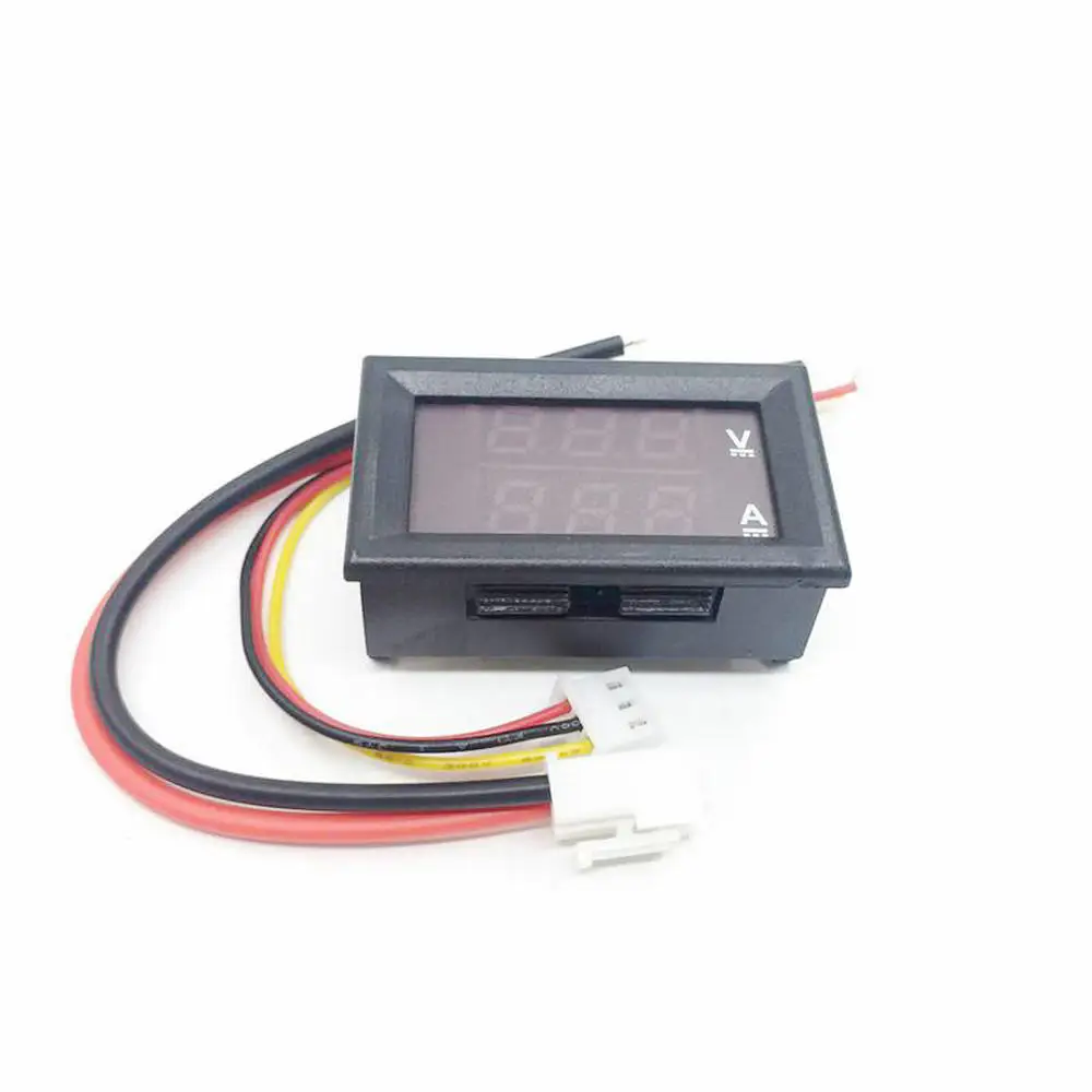 DC0-100V 10A 50A 100A الفولتميتر مقياس التيار الكهربائي أحمر أزرق LED أمبير المزدوج الرقمي فولت متر مقياس 0.28 ''LED عرض 50A 100A كلبشة