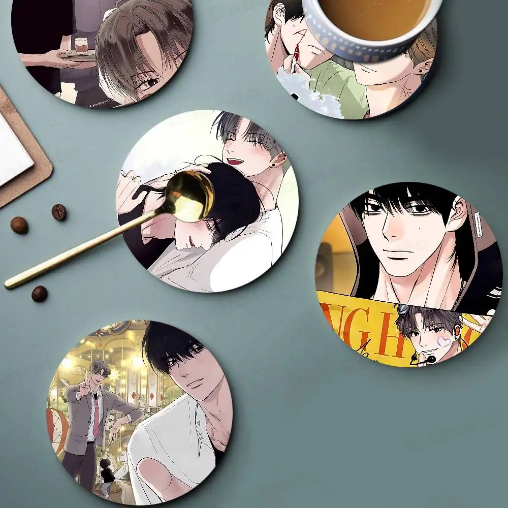 unsleep bl Anime Printed Coasters Suitable for Daily Family Party Decoration, Office, Non-Slip Wooden Coasters