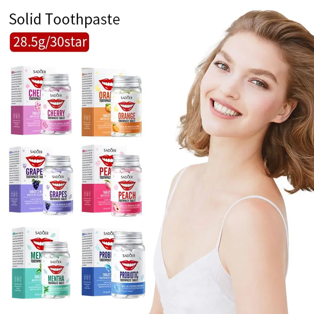 Mint Sólidos Toothpaste comprimidos, respiração dos dentes, branqueamento manchas, fumaça ruim, enxaguatório bucal, carvão, remover fresco, O0M8