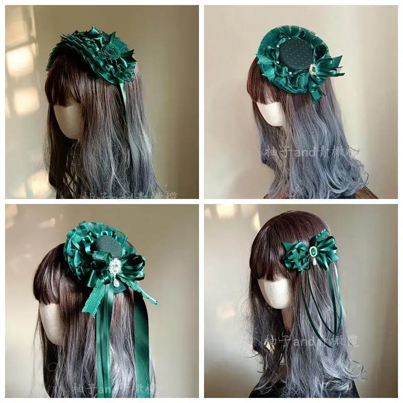 acessorios-de-cabelo-lolita-chapeu-de-copa-verde-grampo-de-cabelo-lolita-item-pequeno-e-fofo-para-presente-tiara-de-estrelas-adereco-de-cabeca-com-laco-presilha-de-cabelo