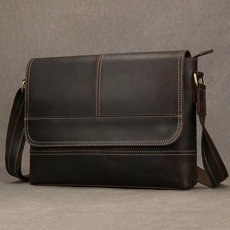 

High Quality Genuine Leather Shoulder Bag Men's Daily Work Messenger Bag Cowskin Crossbody Bags Casual Men's Bags A4 Sling Bag