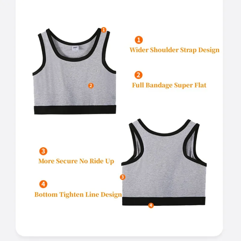 Pullover Chest Binder Bandage Breast Binder Cotton Tomboy Bra Lesbian Crop Tops Super Flat Sports Bra