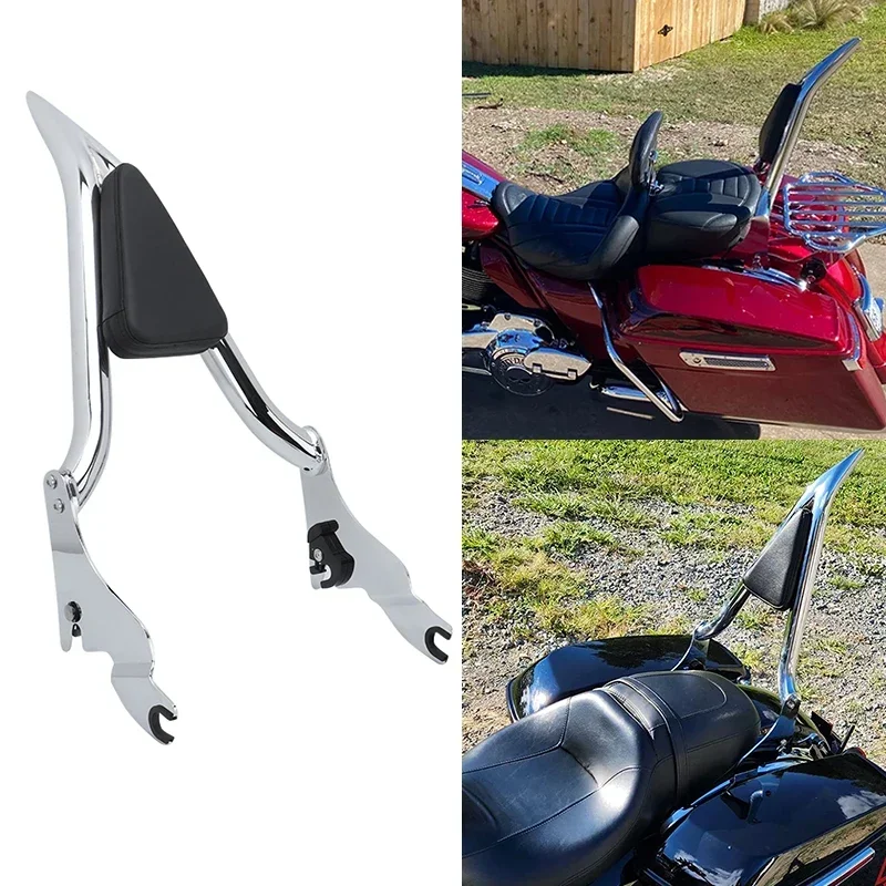 

Motorcycle Accessories 16'' Sissy Bar Rear Passenger Backrest Detachable For Harley Touring Road Glide Street 121 CVO 2023-2024