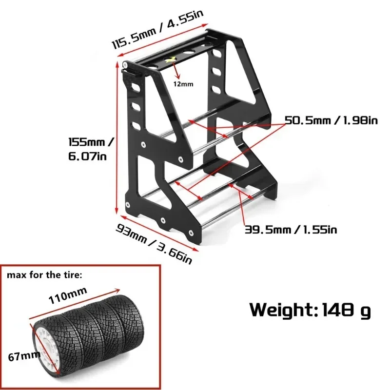 Rack de armazenamento de pneus de roda, rack de armazenamento de pneus para carro de corrida on-road 1/10 1/18 1/24 rc crawler car trx4m scx24