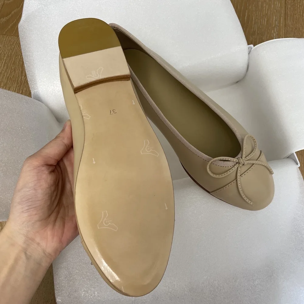 الانزلاق على فراشة عقدة الباليه الشقق جلد طبيعي أحذية نسائية جميلة مختلط الألوان عادية الشقق أحذية السيدات مريحة #4