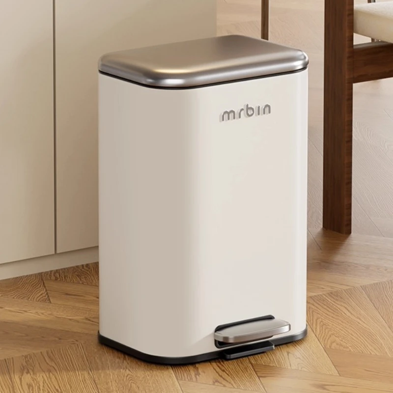

Stainless Steel Trash Cans Kitchen Waste Bin Household Luxury Pedal Type Garbage Bins Bathroom Large Garbage Storage Container