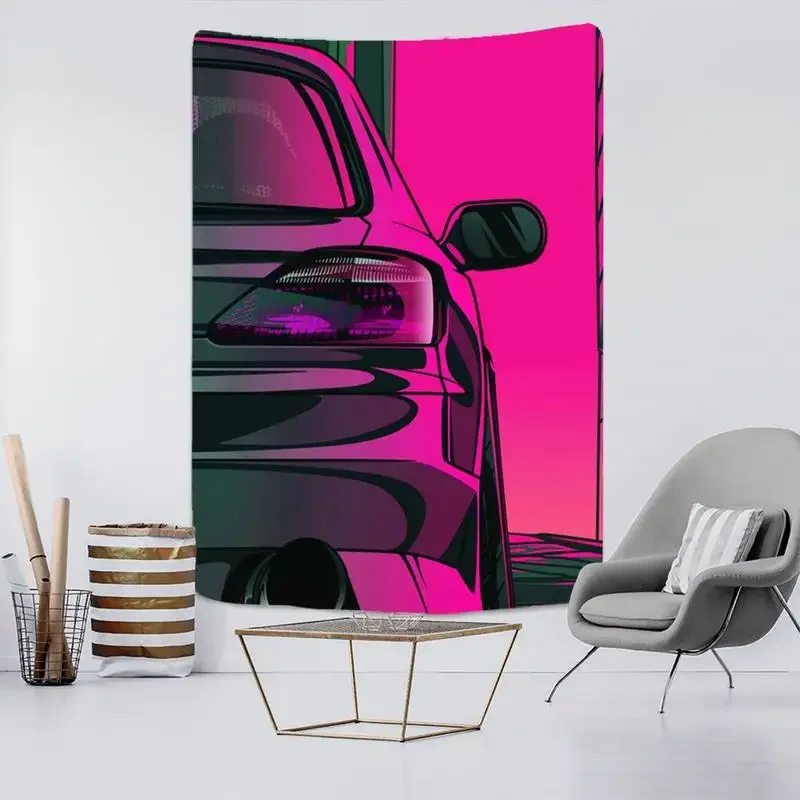 Drift Game Racer Sport Tapestry Cyberpunk Hippie Car Tapestry Wall Hanging Kids Boys Art Room Home Decor Tapestries Bedroom