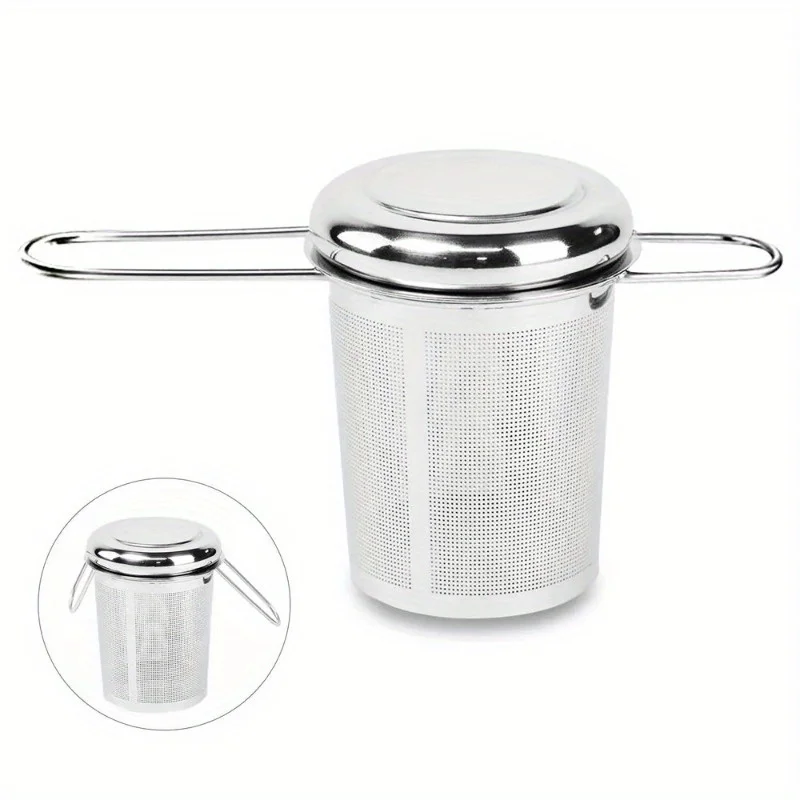 Infusor de Té de Malla de Acero Inoxidable con Tapa, Filtro Reutilizable para Tazas, Especias y Hojas Sueltas, para Teteras y Tazas, para Infusión de Té y Café