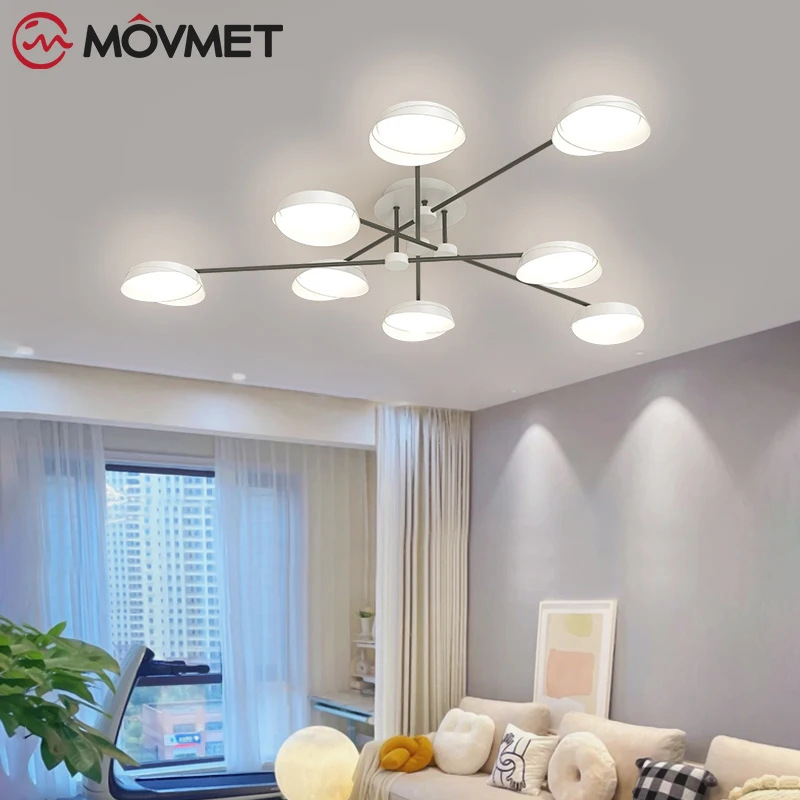 

New Arrival Mdoern Creative LED Ceiling Lamp Nordic Metal Remote Acrylic Wood Bedroom Study Living Room Restaurant Chandeliers