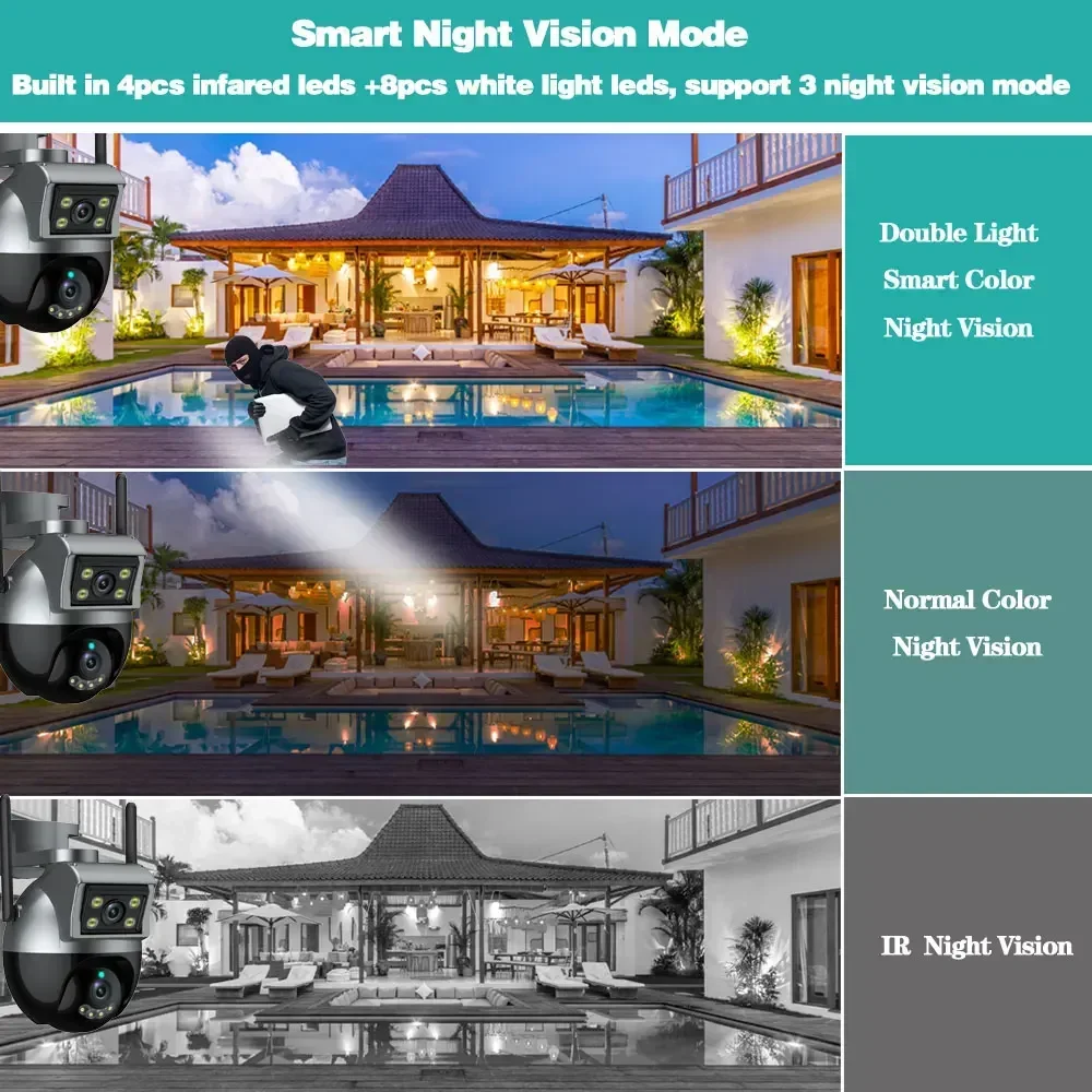 Imagem -05 - Tuya 4k Lente Dupla Wifi Ptz Câmera ao ar Livre Vias de Áudio sem Fio Cctv Câmera Vigilância Segurança Rastreamento Automático ip Cam Vida Inteligente