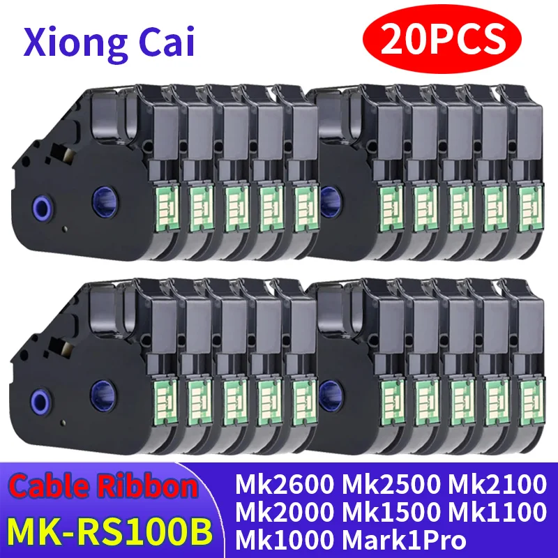 20PCS MK-RS100B For Canon Cable ID Printer Mk2600 Mk2500 Mk2100 Mk2000 Mk1500 Mk1100 Mk1000 M-1PRO Ink Typewriter Ribbon