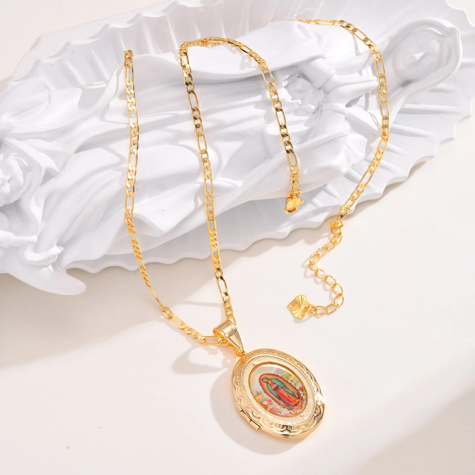 Locked Virgin Mary Necklace Pendant for Women Gift, Miraculous Medals Catholic Christian Jewelry