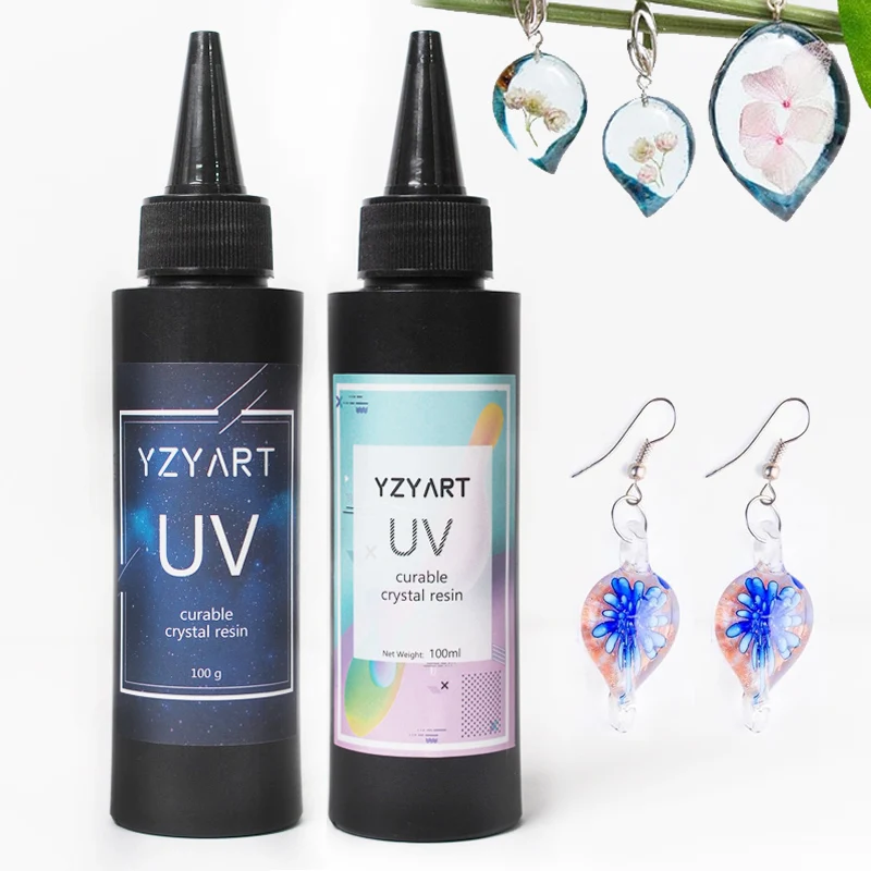 UV Resin Upgraded 100g Crystal Clear Low Odor UV Resin Ultraviolet Epoxy Resin Hard Starter Kit for Jewelry Craft Decor