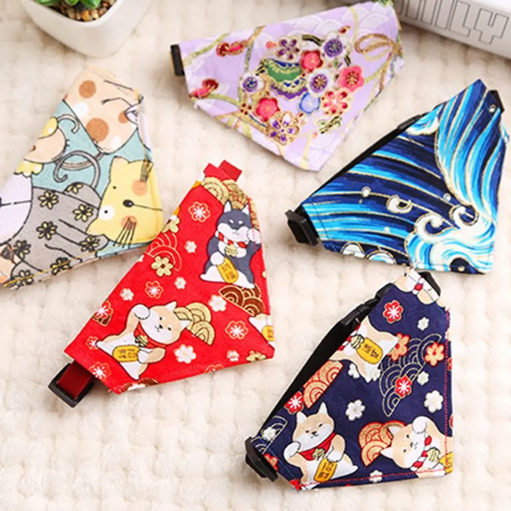 Cartoon Pet Bandana Bow Tie Puppy Kitten Trigon Scarf Adjustable Dog Cat Collar Animal Accessories