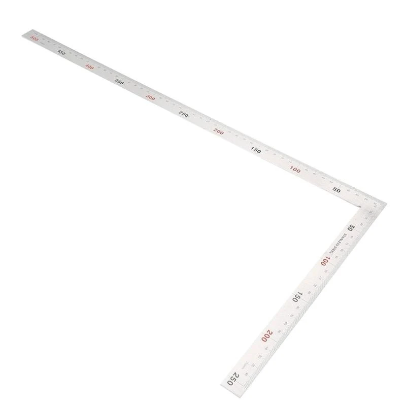 Stainless Measure Ruler L Right Angles Ruler 1.2 mm Thickness Layout Template Tool 90 Degree Framing Square Ruler 0XXB