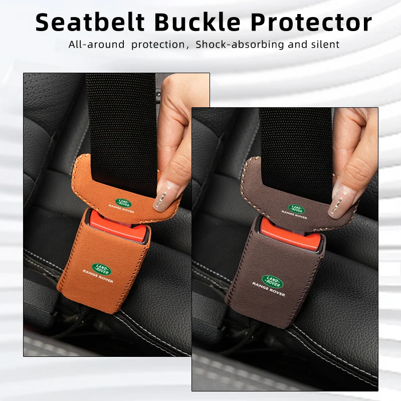 2Pcs Car Logo Seatbelt Buckle Cover Leather Seatbelt Anti-Scratch Pad For Land Rover Freelander L2 LF Range Rover Evoque 3 4 Dis