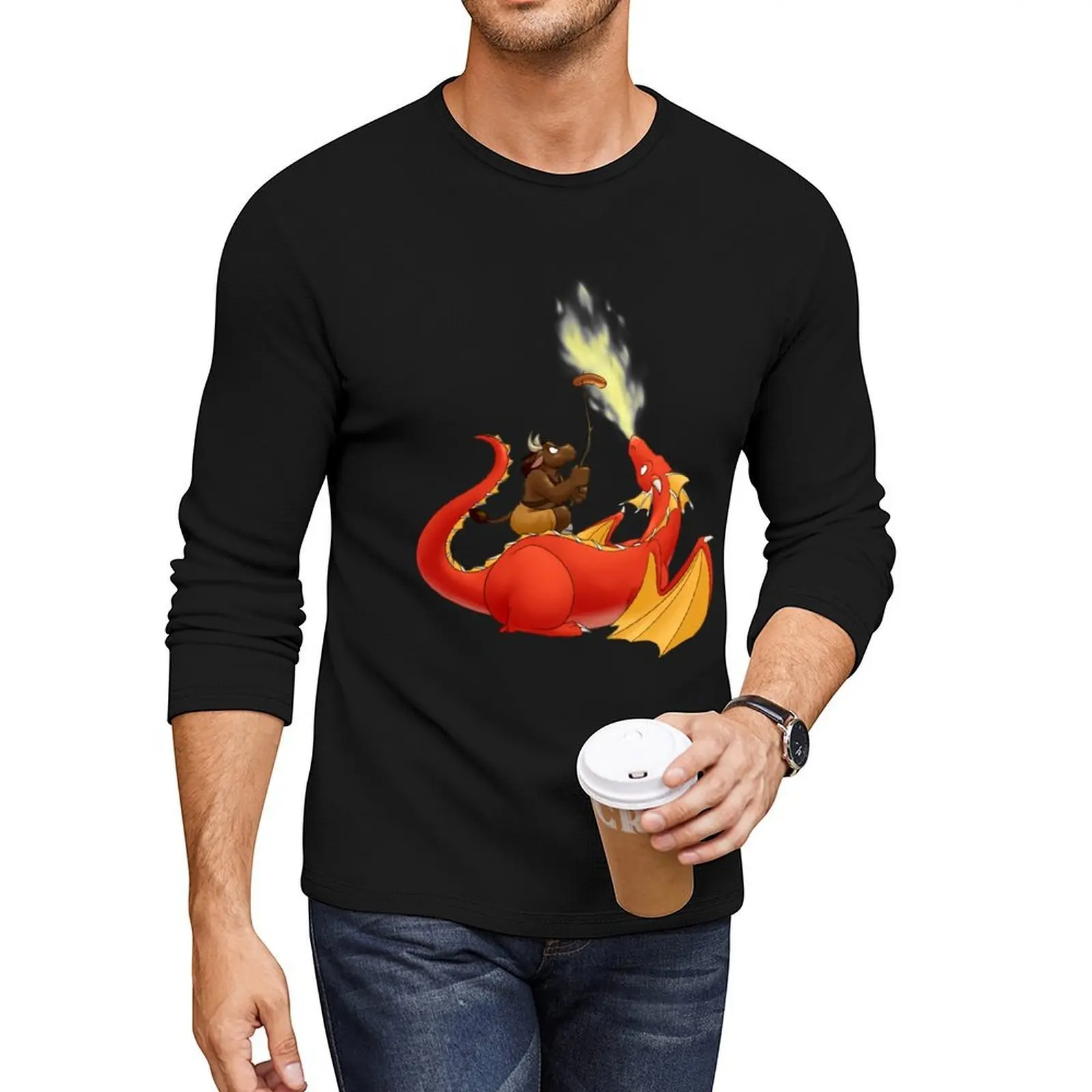 

Dragon barbecue Long T-Shirt kawaii clothes plain t-shirt custom t shirts design your own anime clothes clothes for men