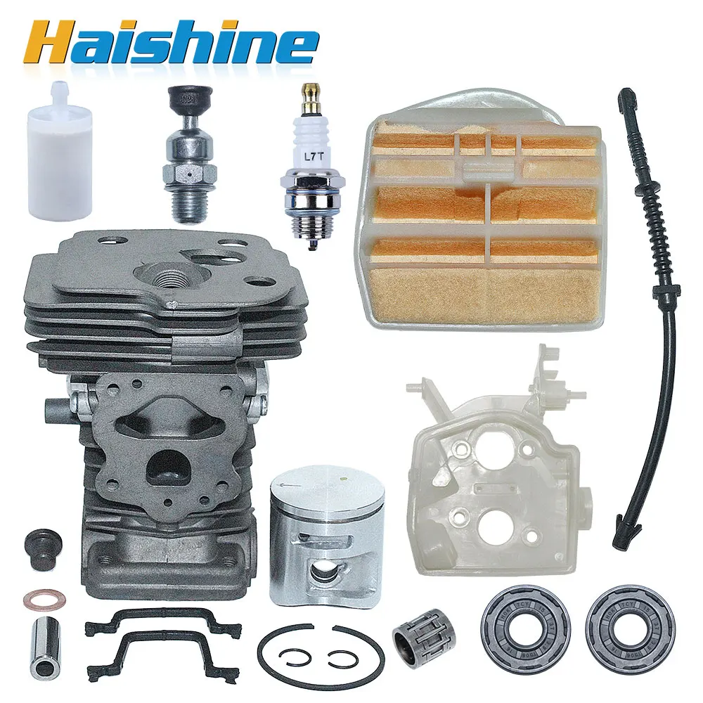 42mm Cylinder Piston Kit For Husqvarna 445 455e 450 450e Chainsaw Gasket Needle Bearing Fuel Line Oil Seal Fuel Filter