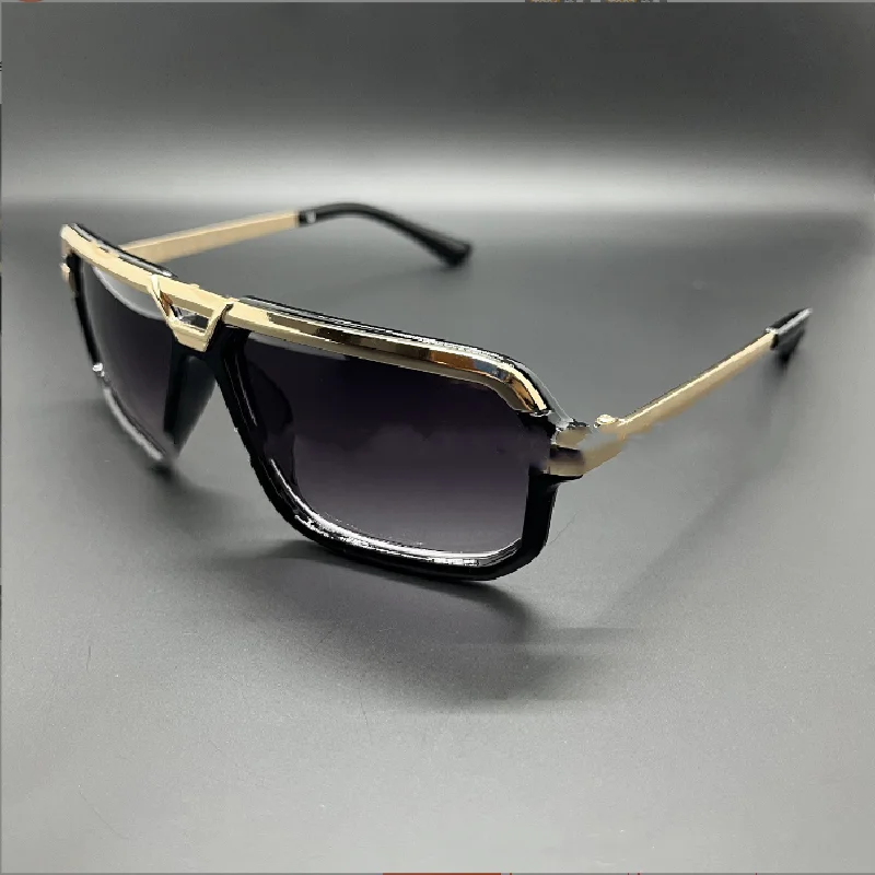 

Live shot square metal sunglasses for men with large black frames luxury brand glasses 4028