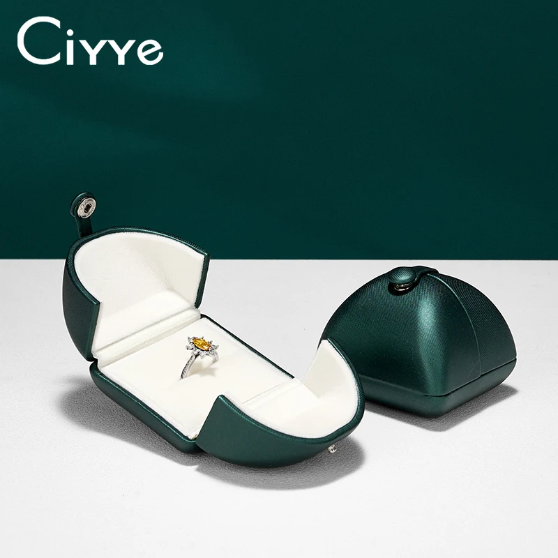 

Ciyye Green PU Leather Jewelry Box Ring Box Jewelry Organizer Necklace Pendant Bracelet Gift Wedding Packaging Box Customizable