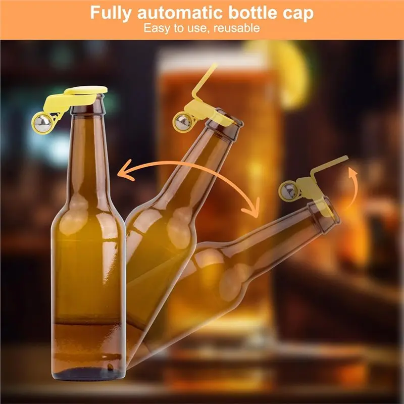ABKP-Bottle Cap For Beer Bottle, For Beer Bottle Cap, 5Pcs Automatic Bottle Stopper, For Glass Bottle, BBQ Party