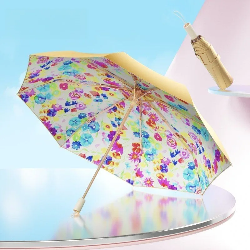 

High-end Double-layer Titanium Silver Sun Umbrella UPF50 Anti-ultraviolet Portable Umbrella for Women in Sunny and Rainy Day