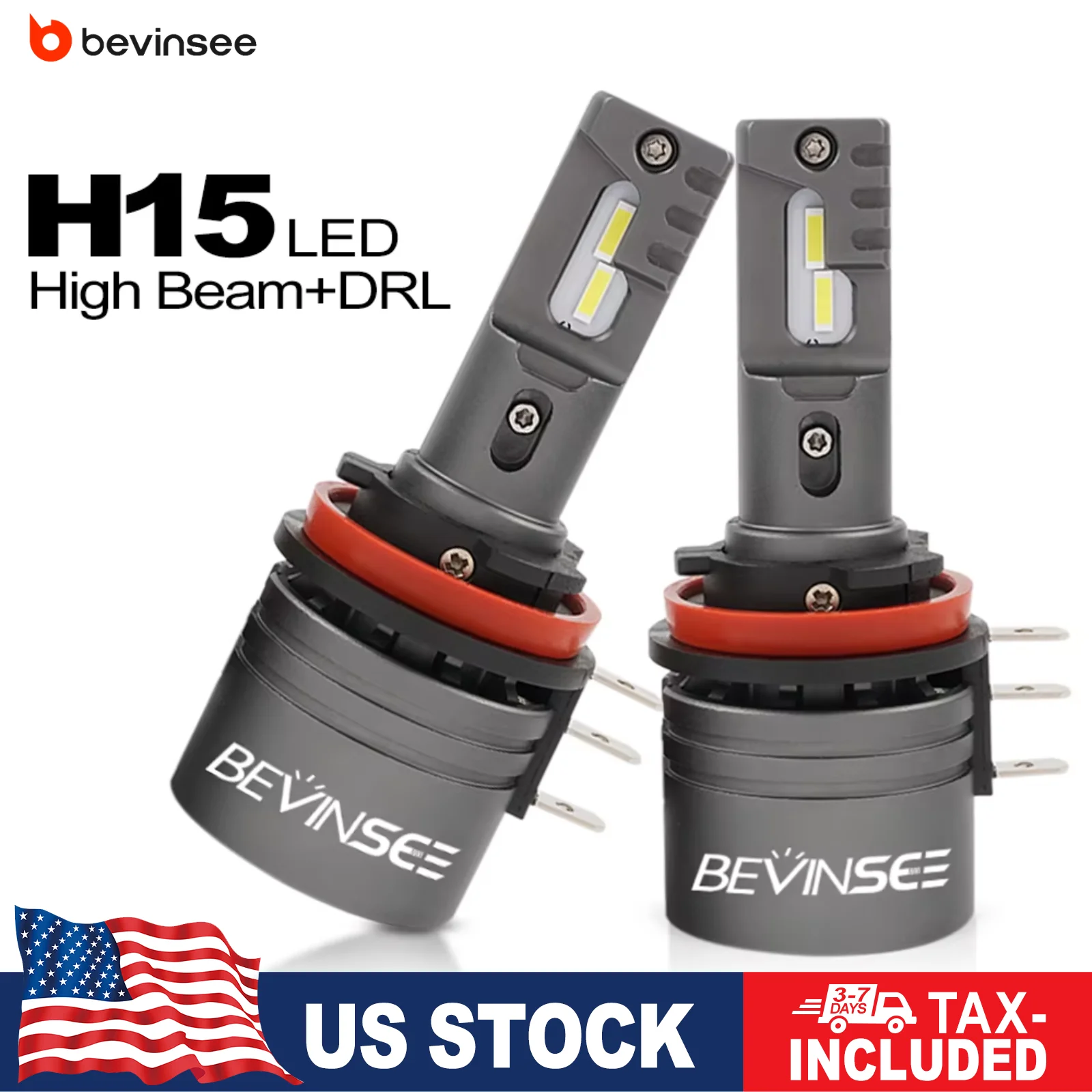 

BEVINSEE H15 Светодиодные фары 50 Вт дальнего света + 16 Вт DRL Дневные ходовые огни Turbofan H15 Светодиодные фары для VW Tiguan Jetta Golf 6000K 12 В