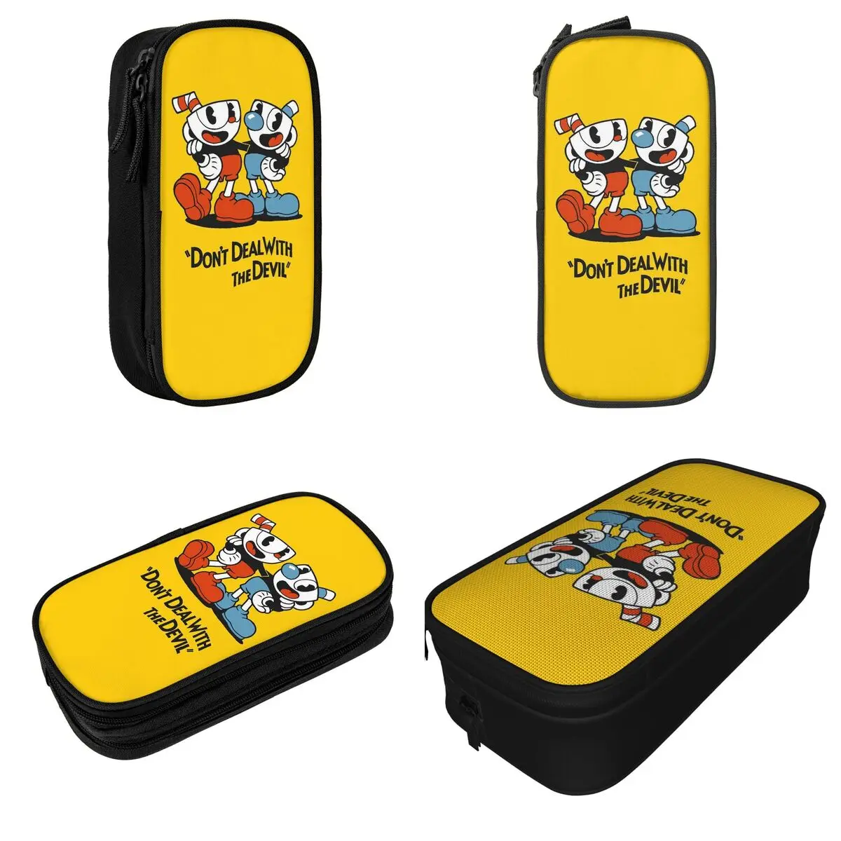 Imagem -02 - Cuphead Jogo Lápis Cases Criativo Caneta Caixa Bolsas Crianças Grande Armazenamento Material Escolar Presentes Lápis Bolsa