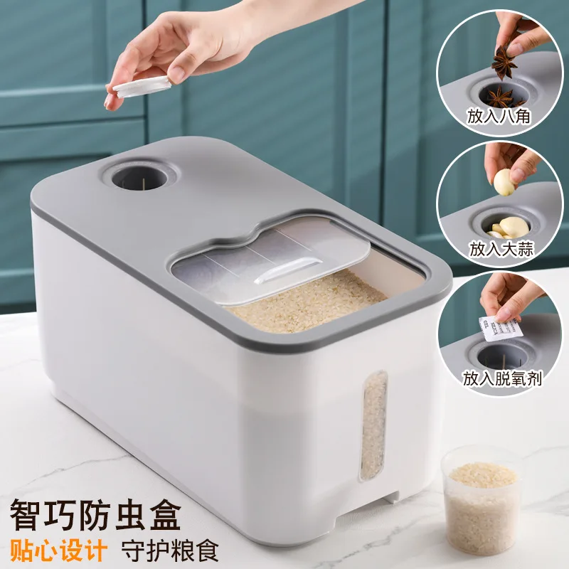 10Kg Insect Proof Moisture Proof Rice Box Grain Sealed Jar for Kitchen Container Bucket Nano Storage Pet Dog Food Box with Lid