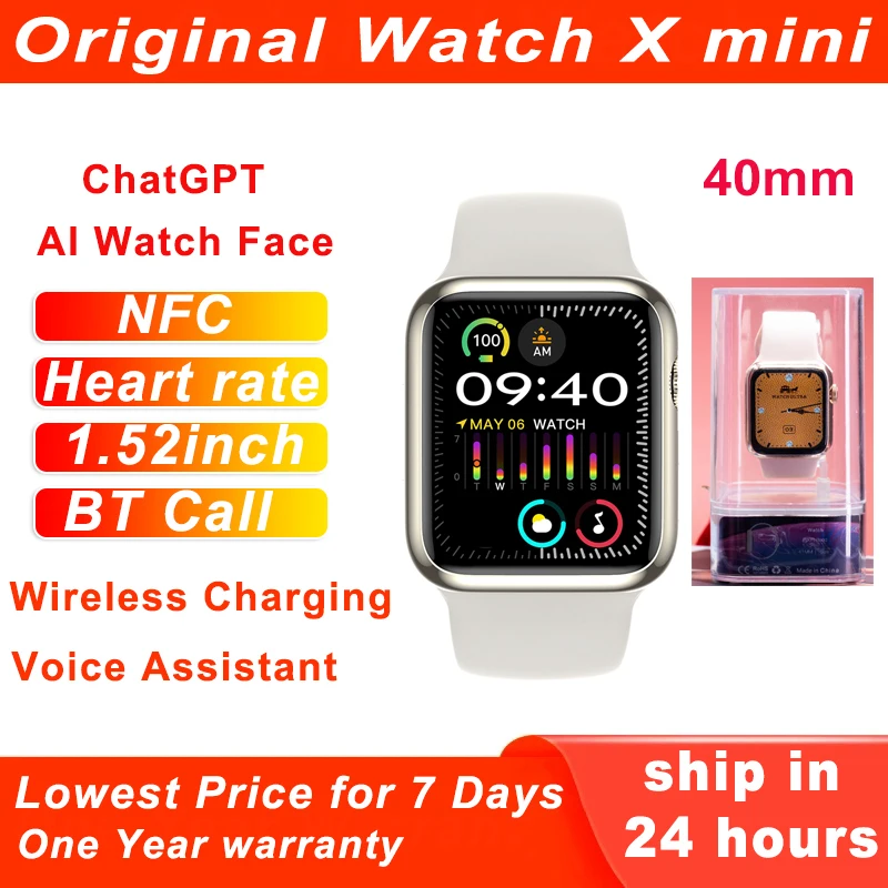 Microwear Watch X mini 40MM Smart Watch ChatGPT Compass 1.52'' NFC BT Call AI Watch Face GPS Tracker IP68 Smartwatch Women Men