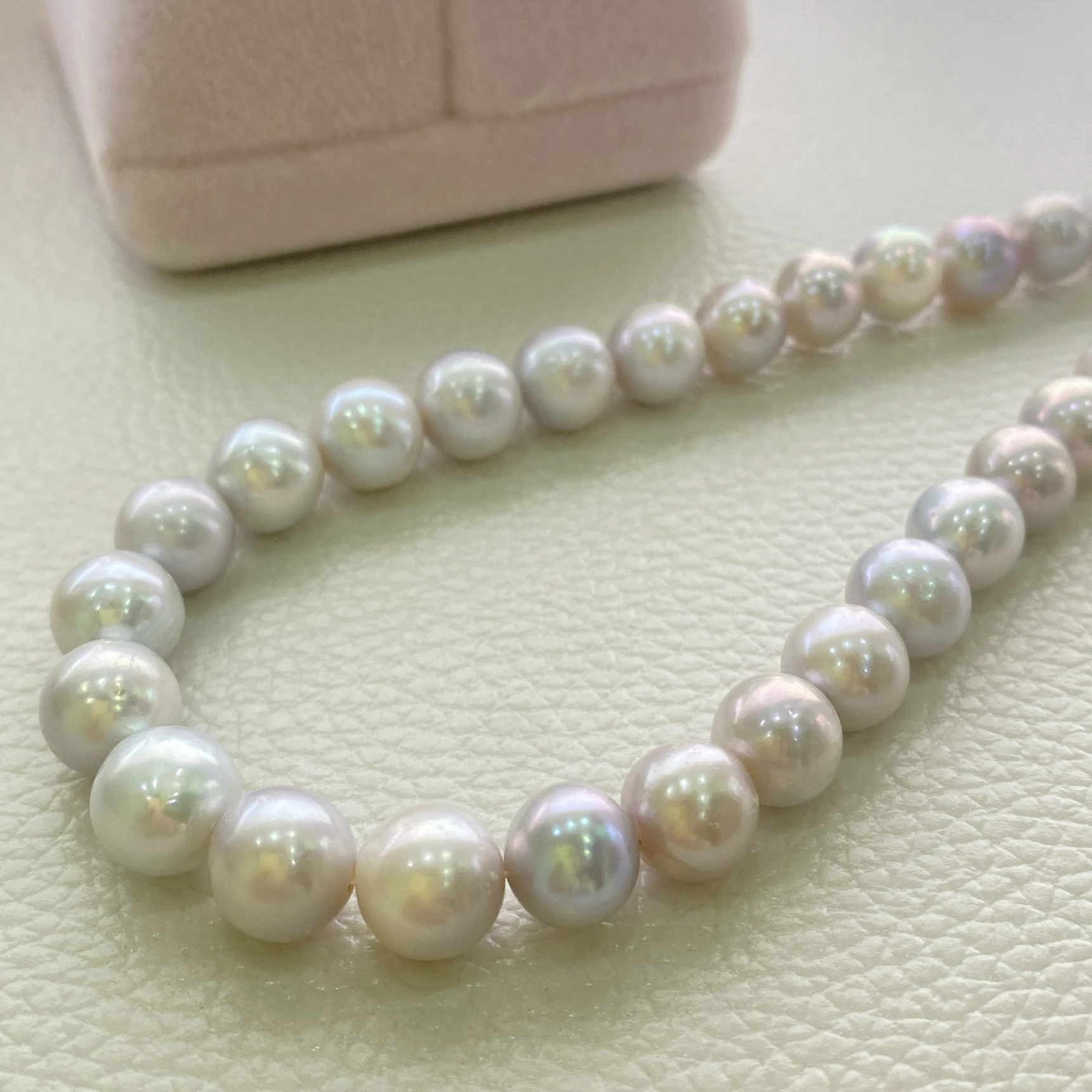 

Rare Pearl Necklace AAAA8-10mm Natural South Sea Blue Grey Pearl Necklace 925s-16 inch