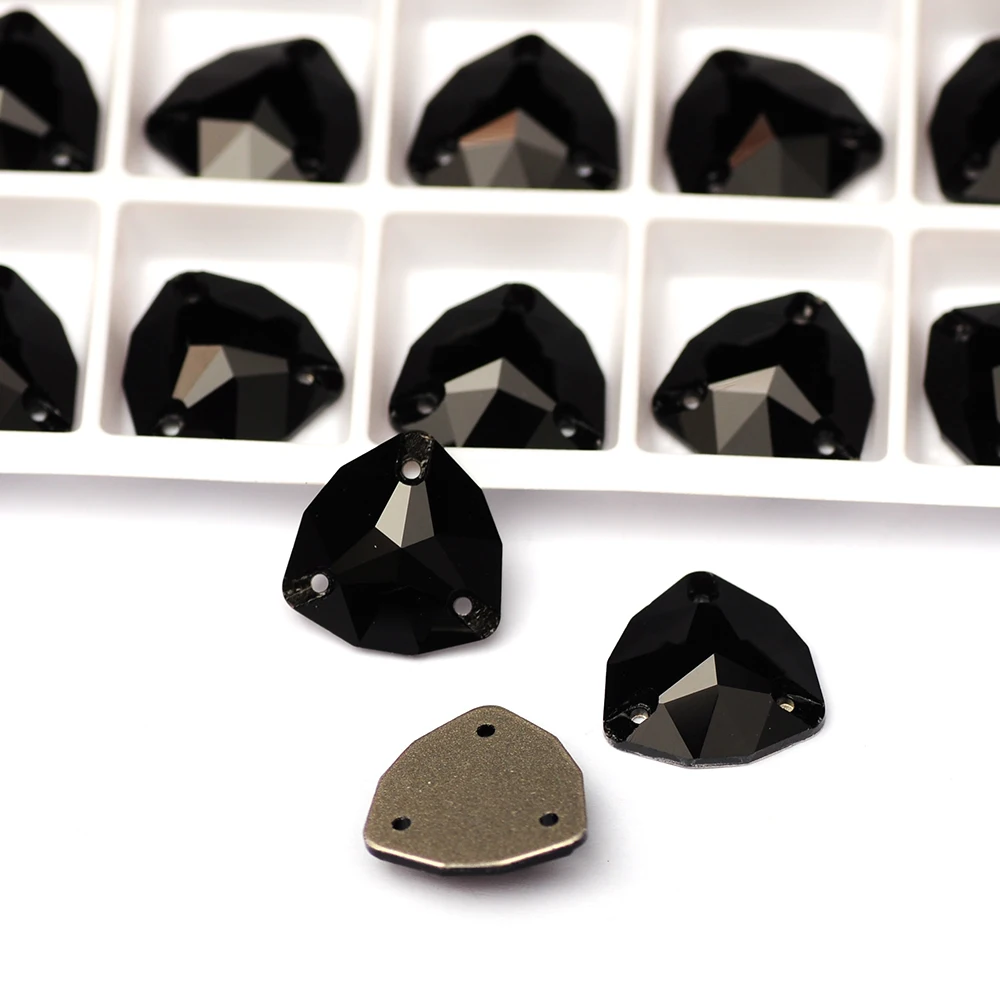 Black Trilliant Shape Sew on Glass Crystal Rhinestone Flatback for wedding Dress DIY clothes shoes bags accessories