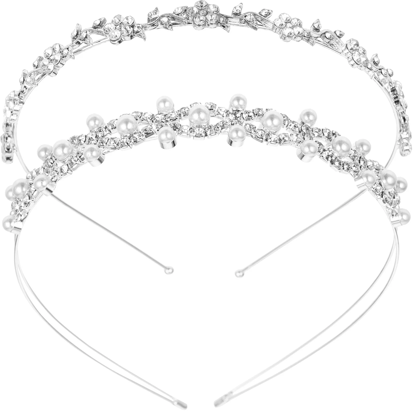 Zestaw 2 szt. opasek do włosów z perłami i cyrkoniami, lekkie i wygodne ozdoby ślubne na wesele, imprezę, święta, akcesoria do cosplayu.