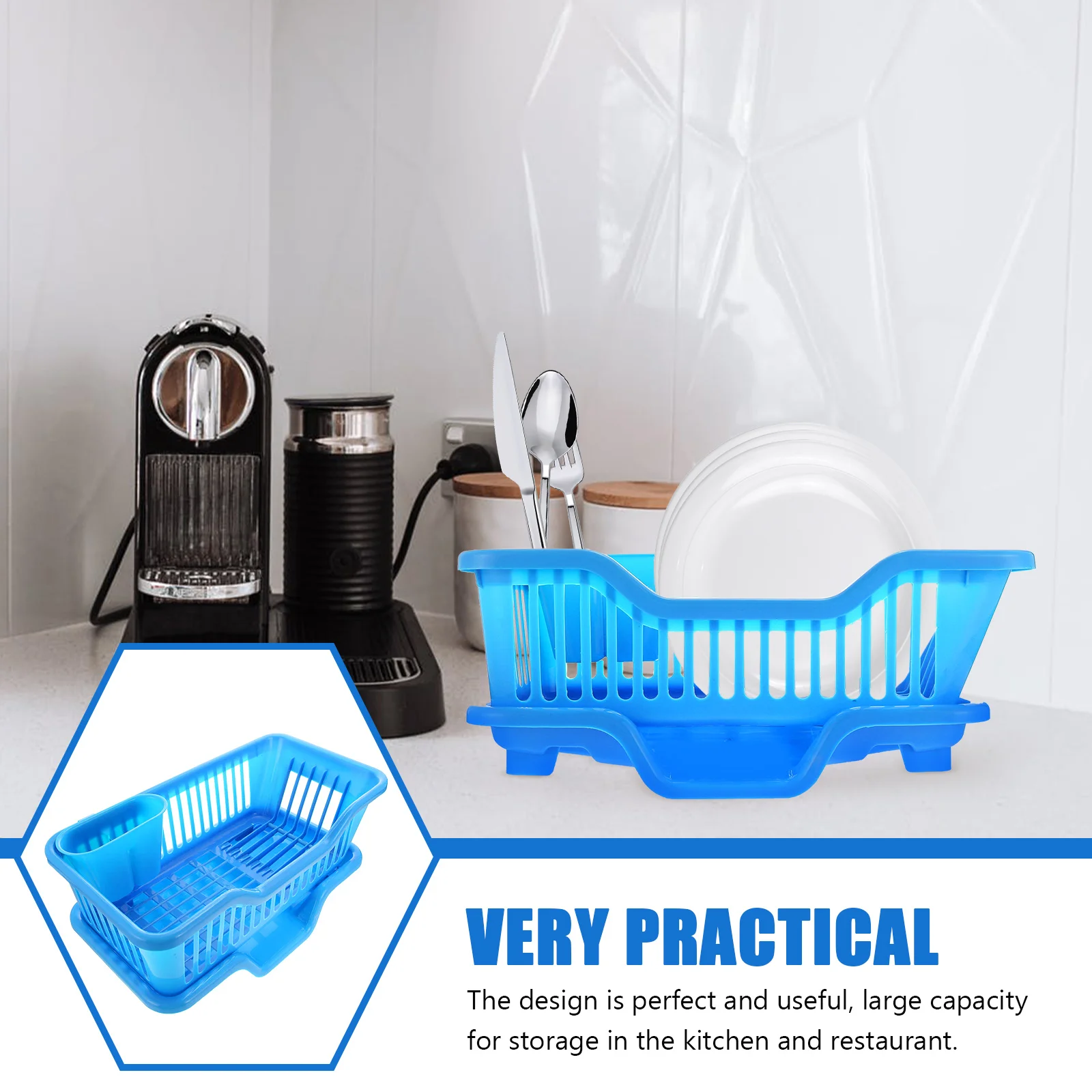 

1Set Dish Draining Rack ABS Plastic Kitchen Storage Shelf Large Capacity Dish Drying Basket for Plates Bowls Chopsticks