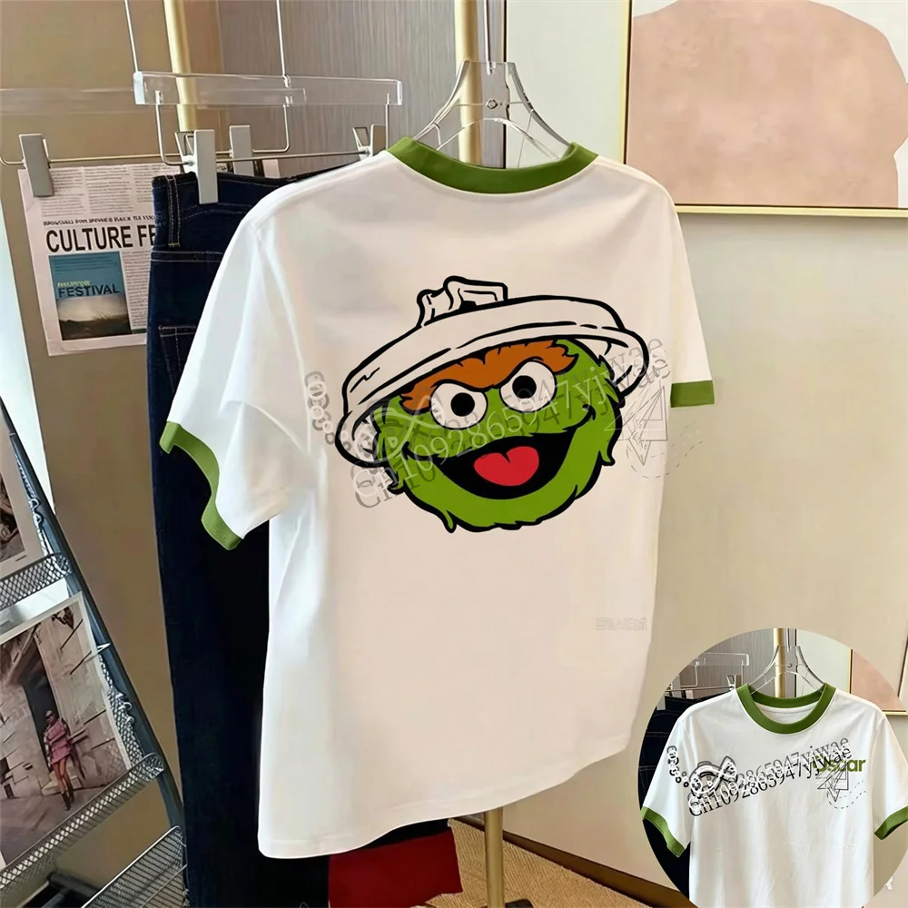 Sesamstraße T-Shirts Elmo Oscar Big Bird Cookie Monster Niedliche Charakter-Grafik Top Mode Streetwear Herren Damen T-Shirts – Detail 5