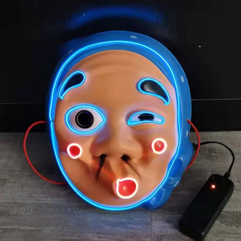 Demon Killer Cosplay Mask Japanese Cartoon LED Luminous Mask Carnival Glows In The Dark Interesting Full Face Mask LED Mascara